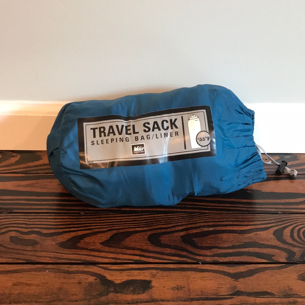 REI Travel Sack Sleeping Bag Liner 55 degrees blue